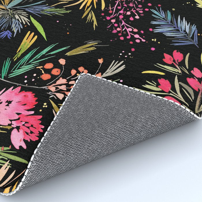 Holiday 2025 Festive Floral Foliage Colorful Dark Rug Gallery Image 4