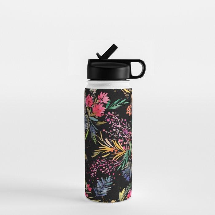 Holiday 2025 Festive Floral Foliage Colorful Dark Water Bottle Gallery Image 1