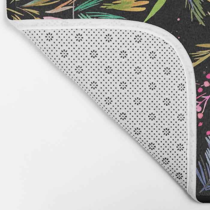Holiday 2025 Festive Floral Foliage Colorful Dark Bath Mat Gallery Image 2
