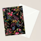 Holiday 2025 Festive Floral Foliage Colorful Dark Stationery Card Gallery Image 2