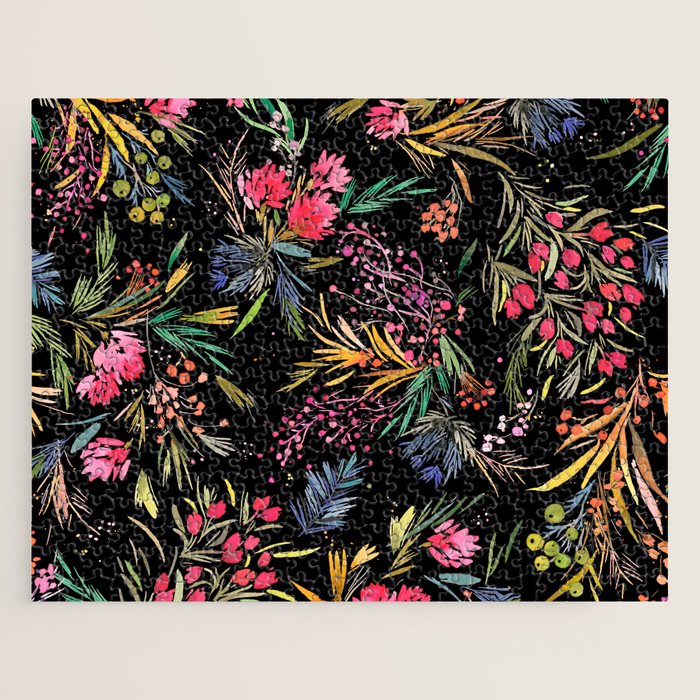Holiday 2025 Festive Floral Foliage Colorful Dark Jigsaw Puzzle Gallery Image 1