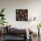 Holiday 2025 Festive Floral Foliage Colorful Dark Wood Wall Art Gallery Image 2