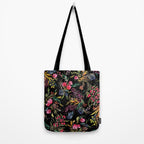 Holiday 2025 Festive Floral Foliage Colorful Dark Tote Bag Gallery Image 2