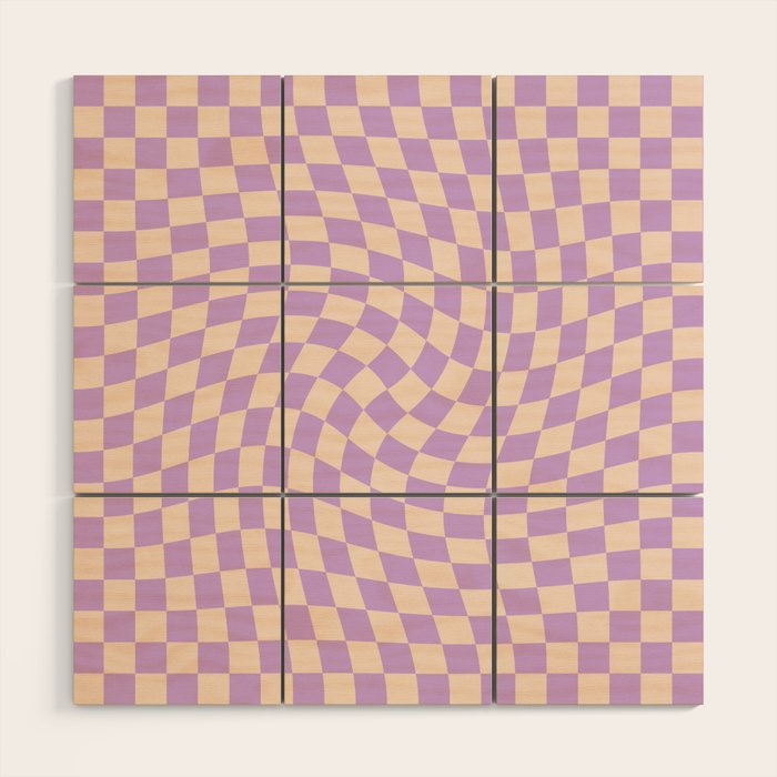 Check V - Lilac Twist â Checkerboard Print Wood Wall Art Gallery Image 1