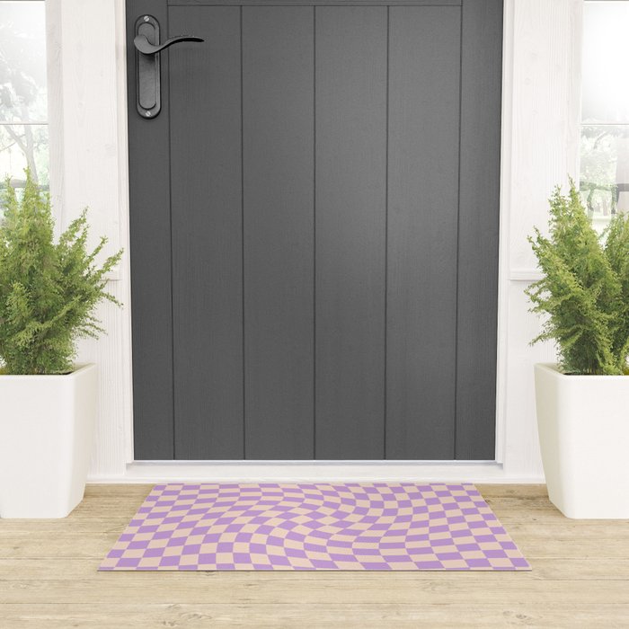 Check V - Lilac Twist â Checkerboard Print Welcome Mat Gallery Image 3
