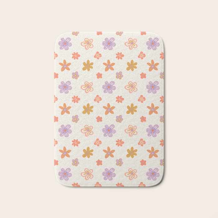 Vintage floral art pattern Bath Mat Gallery Image 1