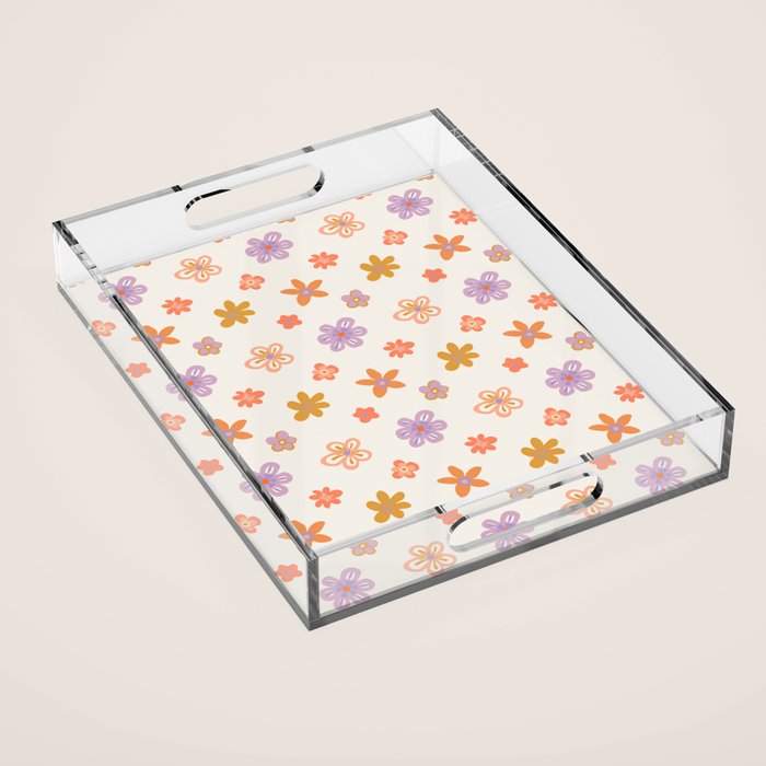 Vintage floral art pattern Acrylic Tray Gallery Image 1