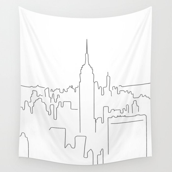 Minimal Line New York City Wall Tapestry Gallery Image 1
