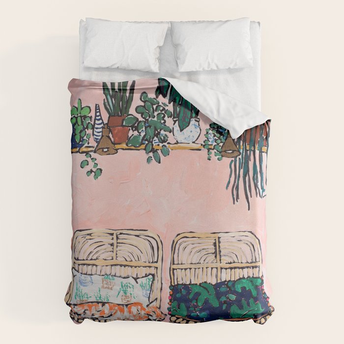 Two Chairs and a Napping Ginger Cat Duvet Cover Gallery Image 6
