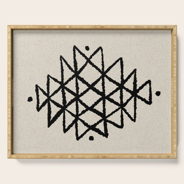 Line Art Berber - black Serving Tray Gallery Image 1