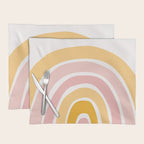 Abstract Shapes 94 in Mustard Yellow and Pale Pink (Rainbow Abstraction) Placemat Gallery Image 1