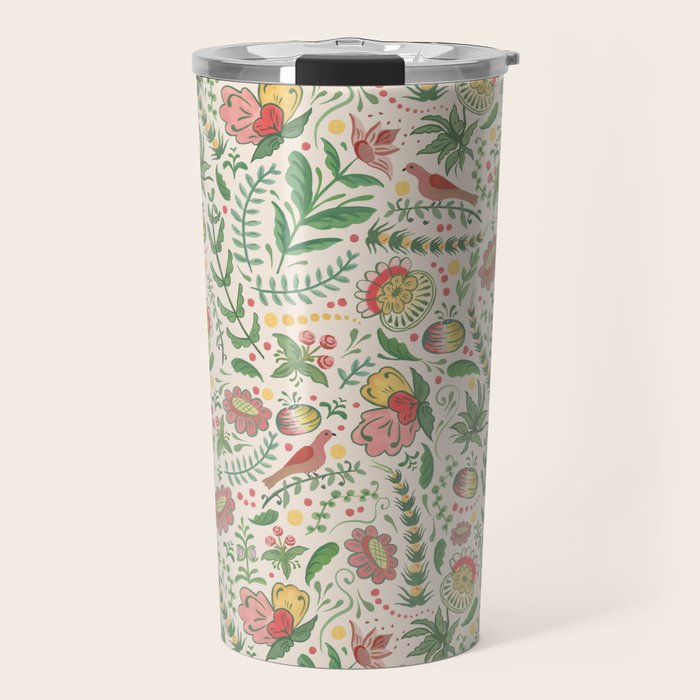 Swedish Floral - Cream Travel Mug Gallery Image 1