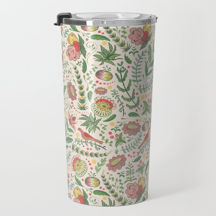 Swedish Floral - Cream Travel Mug Gallery Image 3
