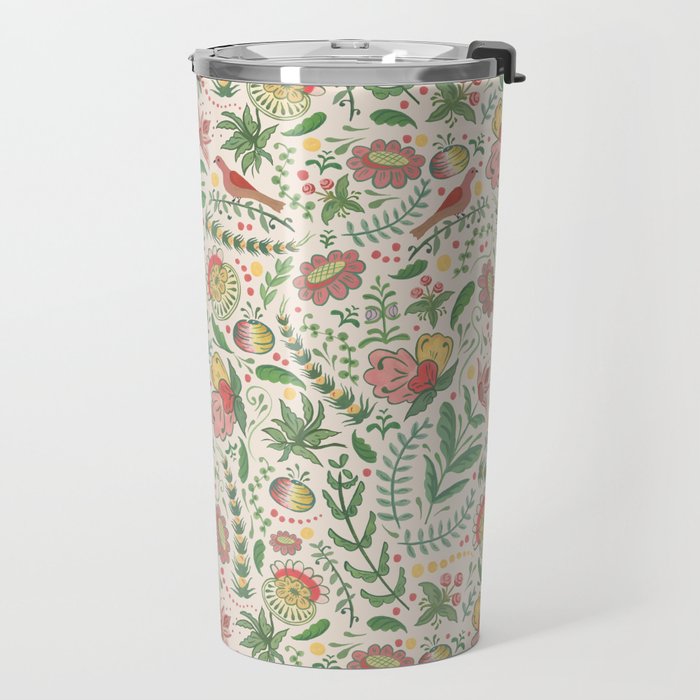 Swedish Floral - Cream Travel Mug Gallery Image 2