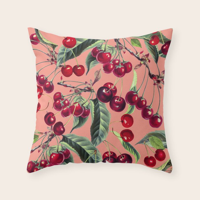 Sweet Cherry V Throw Pillow Gallery Image 1
