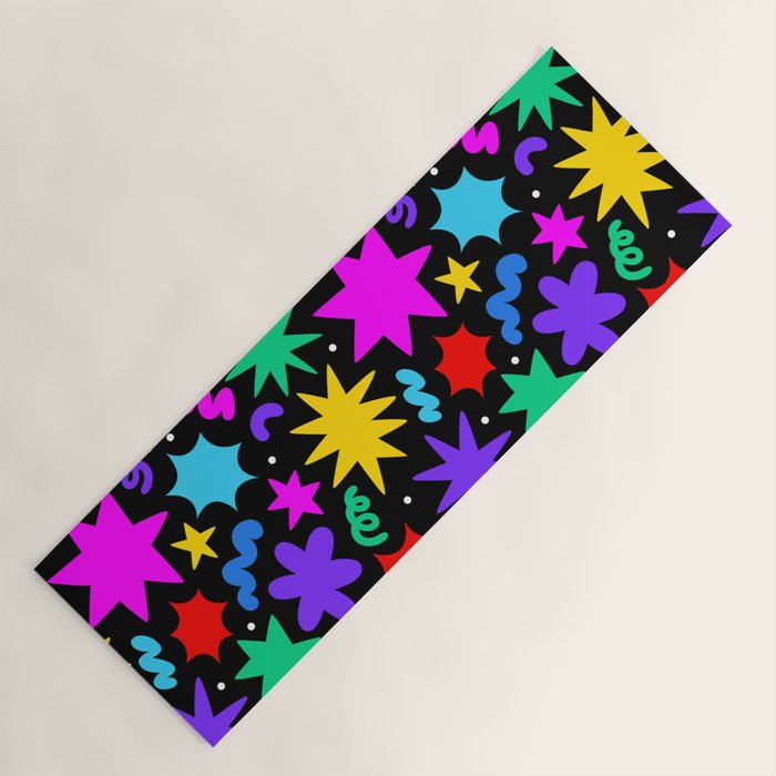 Colorful fun abstract star shape pattern Yoga Mat Gallery Image 1