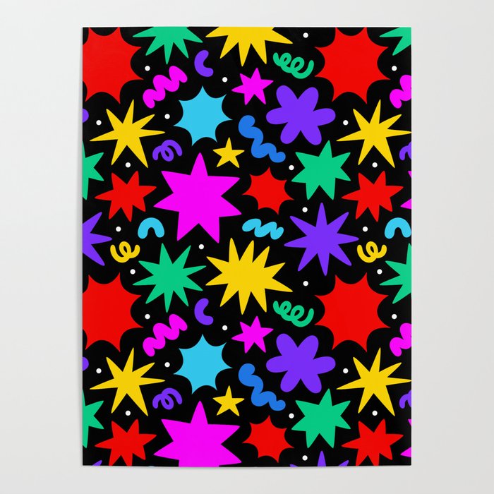 Colorful fun abstract star shape pattern Poster Gallery Image 4