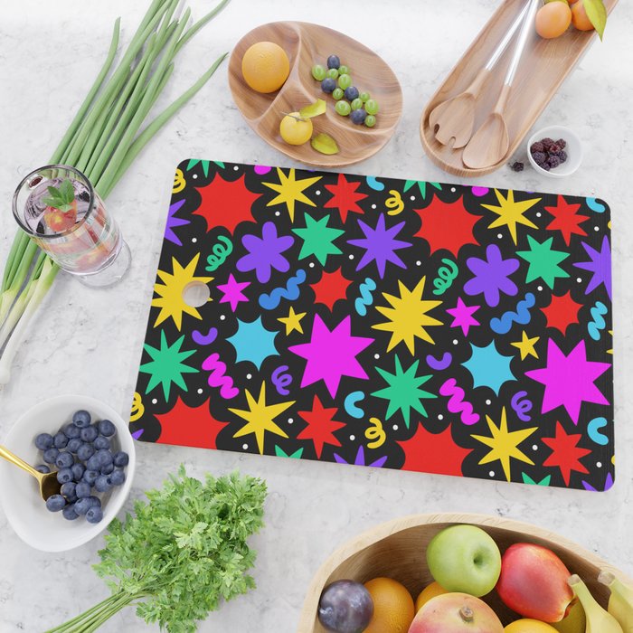Colorful fun abstract star shape pattern Cutting Board Gallery Image 2