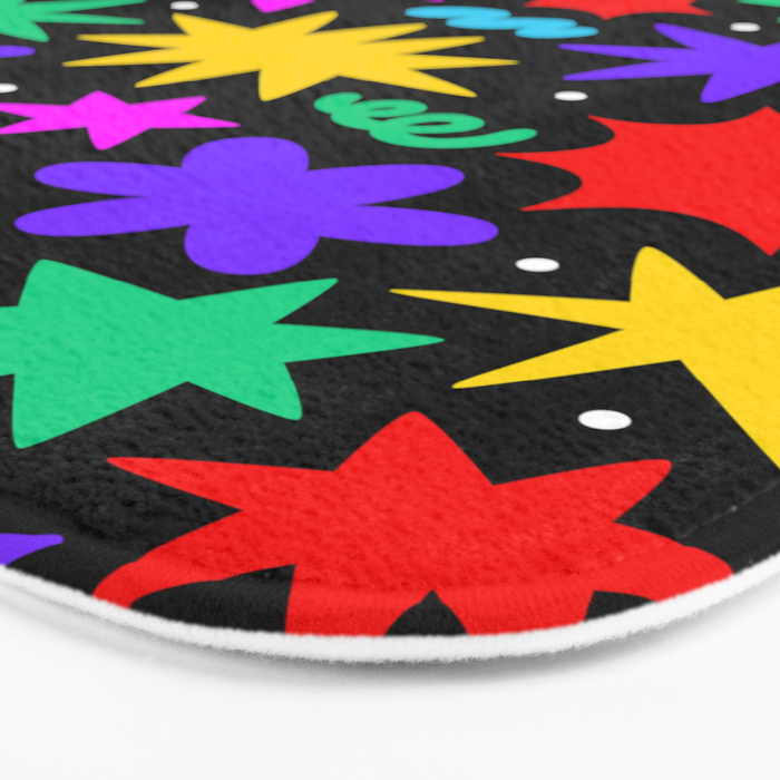 Colorful fun abstract star shape pattern Bath Mat Gallery Image 3