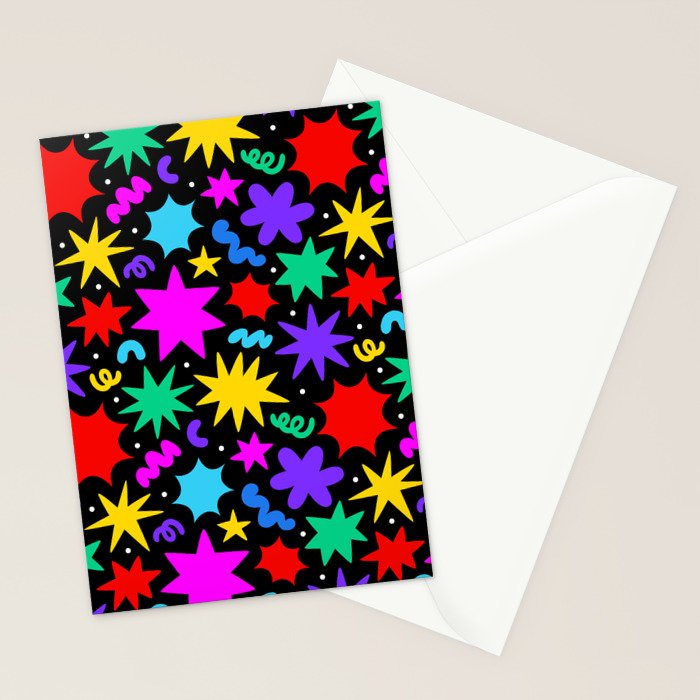 Colorful fun abstract star shape pattern Stationery Card Gallery Image 2