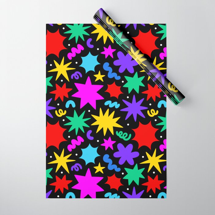 Colorful fun abstract star shape pattern Wrapping Paper Gallery Image 1