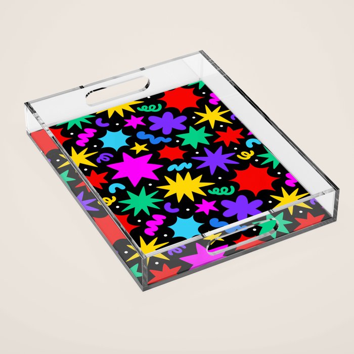 Colorful fun abstract star shape pattern Acrylic Tray Gallery Image 1
