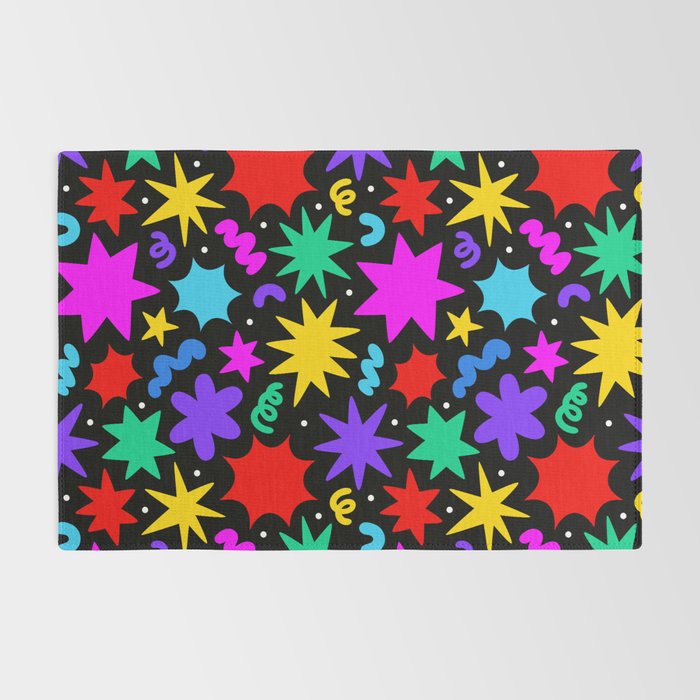 Colorful fun abstract star shape pattern Rug Gallery Image 2