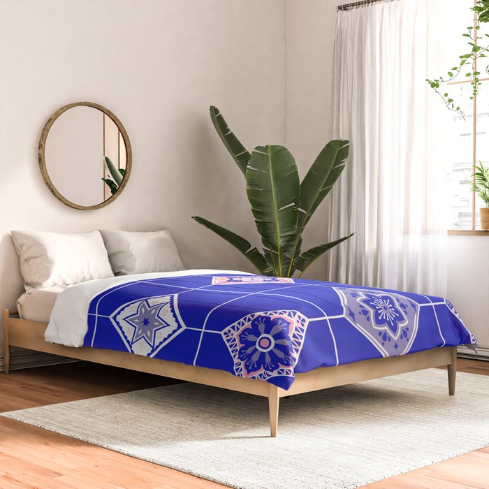 Talavera Mexican Tile - Pink & Periwinkle Palette Comforter Gallery Image 2