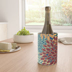 Festive Floral Prints, Red, Teal, Yellow, Orange, Colourful Prints Wine Chiller Gallery Image 4