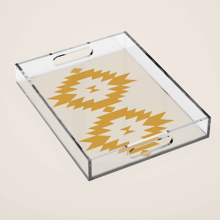 Southwestern Minimalism - Golden Yellow Neutral Beige Acrylic Tray Gallery Image 1