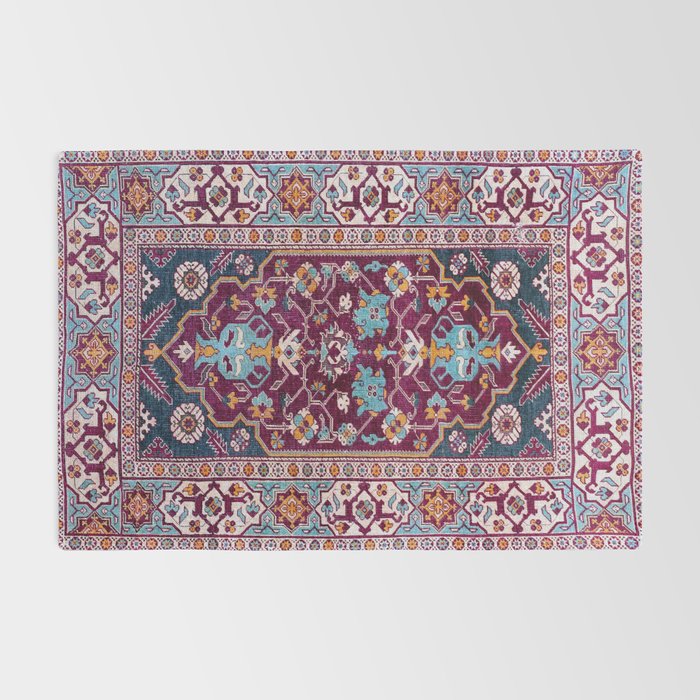 Romanian  Antique  Double Niche Carpet Print Rug Gallery Image 2
