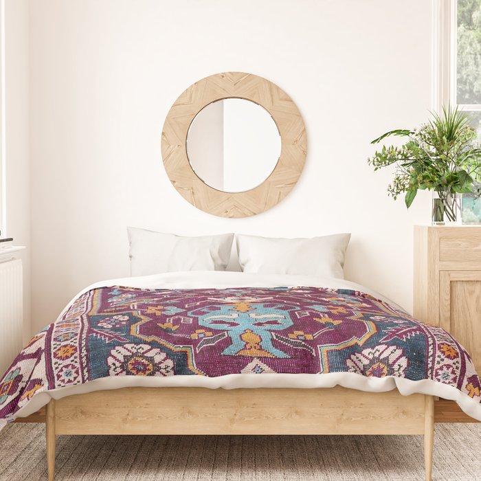 Romanian  Antique  Double Niche Carpet Print Duvet Cover Gallery Image 3