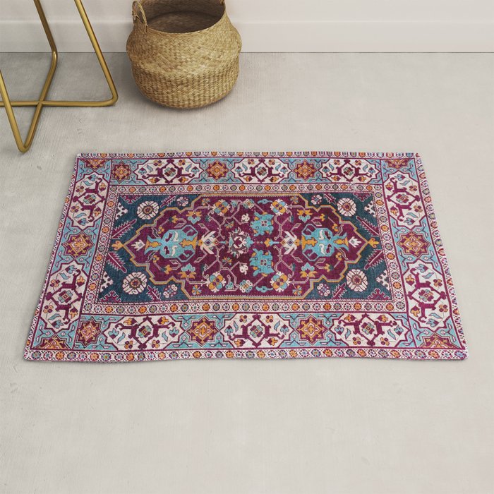 Romanian  Antique  Double Niche Carpet Print Rug Gallery Image 1
