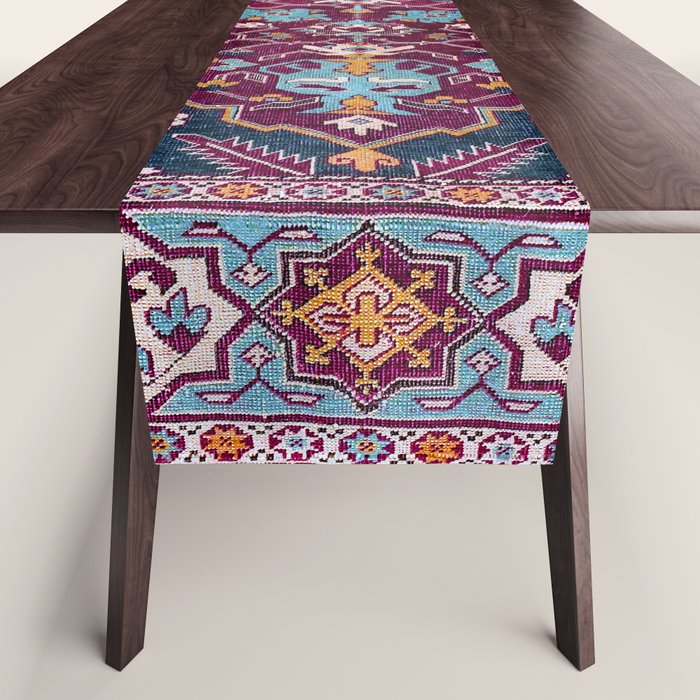 Romanian  Antique  Double Niche Carpet Print Table Runner Gallery Image 1