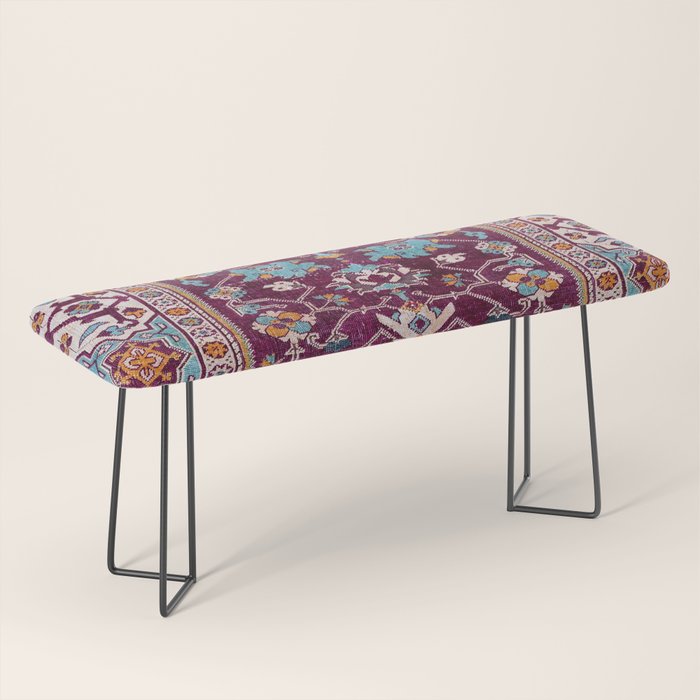 Romanian  Antique  Double Niche Carpet Print Bench Gallery Image 1