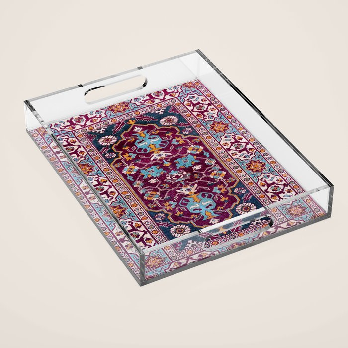Romanian  Antique  Double Niche Carpet Print Acrylic Tray Gallery Image 1