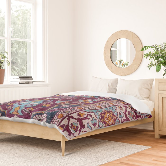 Romanian  Antique  Double Niche Carpet Print Duvet Cover Gallery Image 2