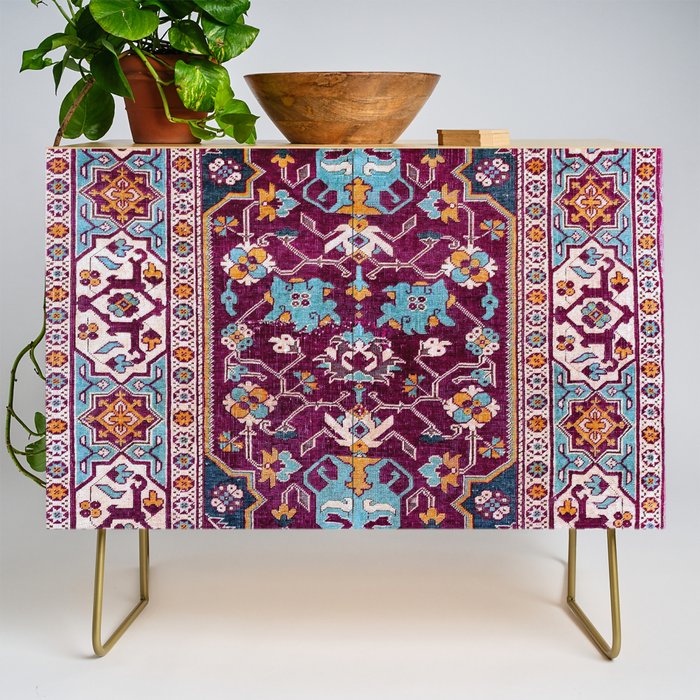 Romanian  Antique  Double Niche Carpet Print Credenza Gallery Image 1