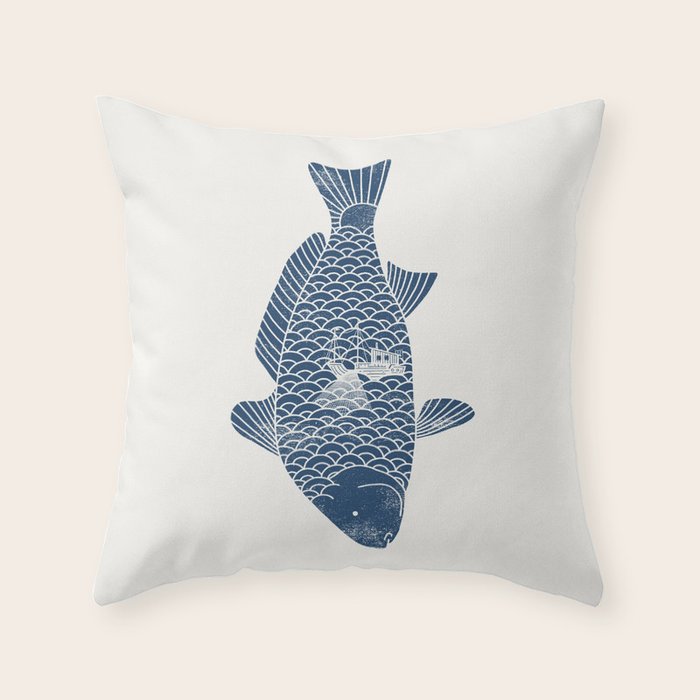 Fishing in a fish 2 Throw Pillow Gallery Image 1