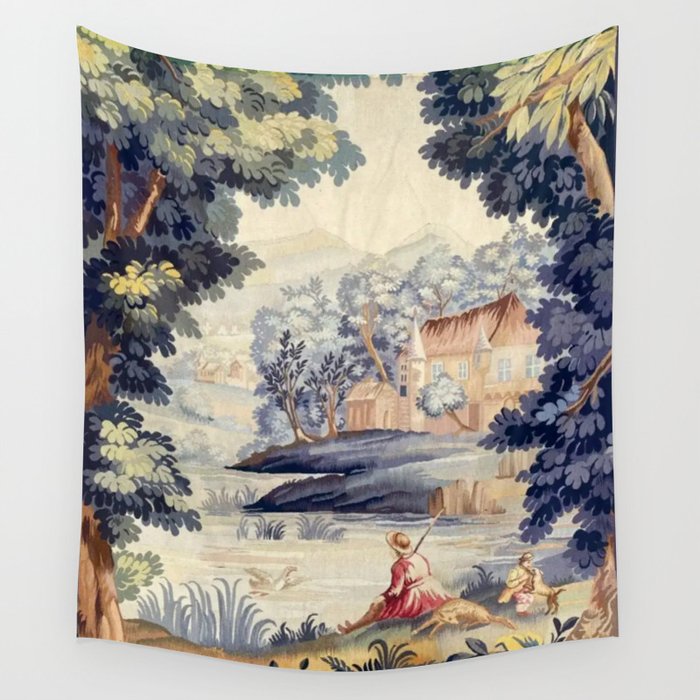 Antique 18th Century French Aubusson Pastoral River Tapestry Wall Tapestry Gallery Image 4