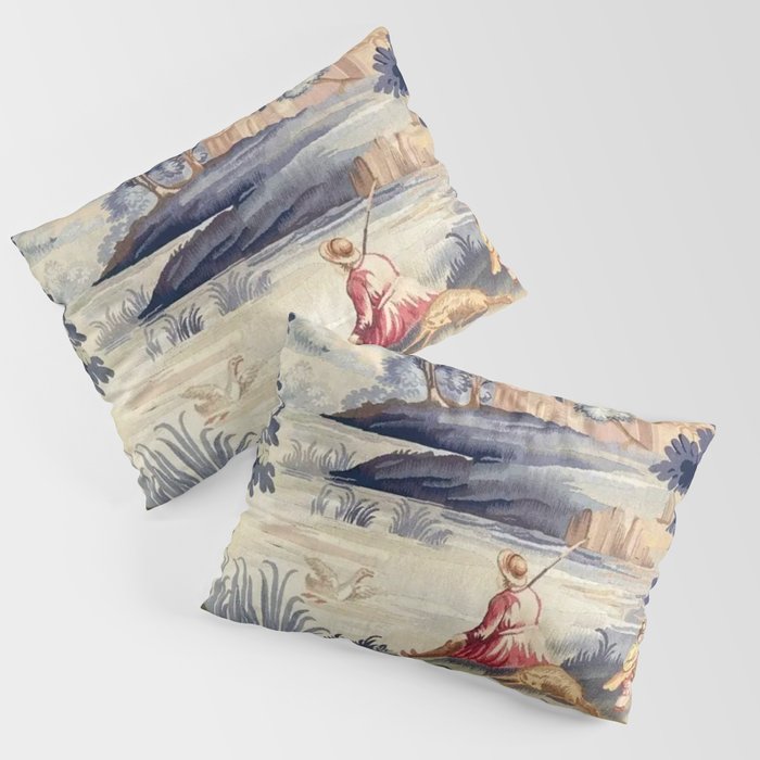 Antique 18th Century French Aubusson Pastoral River Tapestry Pillow Sham Gallery Image 1