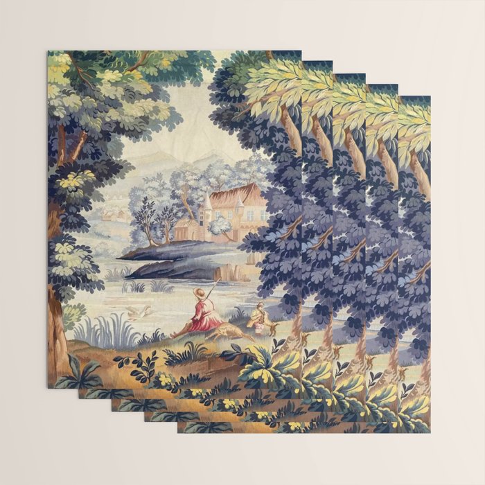 Antique 18th Century French Aubusson Pastoral River Tapestry Wrapping Paper Gallery Image 3
