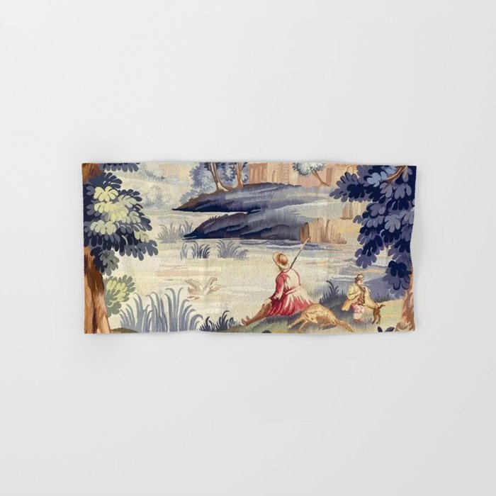 Antique 18th Century French Aubusson Pastoral River Tapestry Bath Towel Gallery Image 1