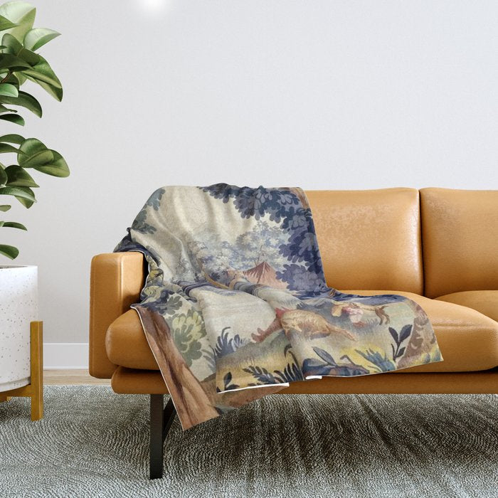 Antique 18th Century French Aubusson Pastoral River Tapestry Throw Blanket Gallery Image 1