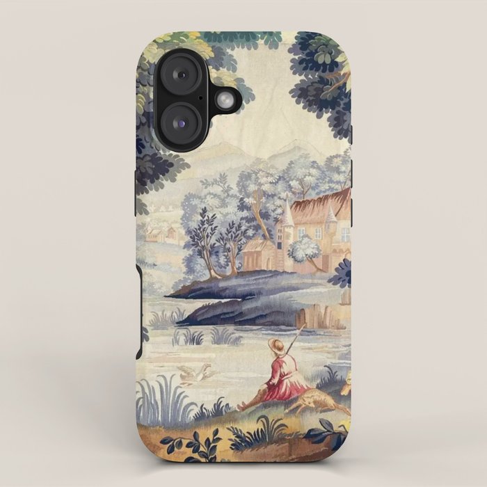 Antique 18th Century French Aubusson Pastoral River Tapestry iPhone Case Gallery Image 1