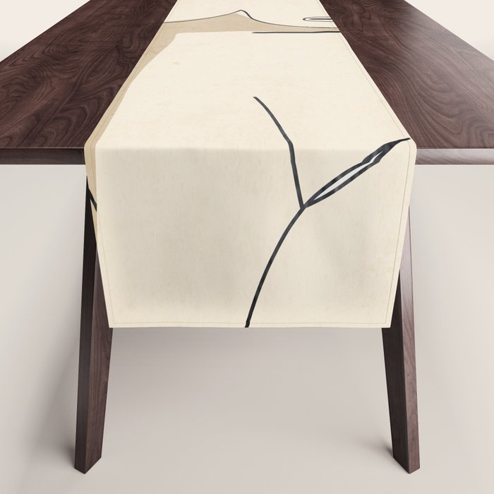 Abstract Line Art Nude Beige Table Runner Gallery Image 1