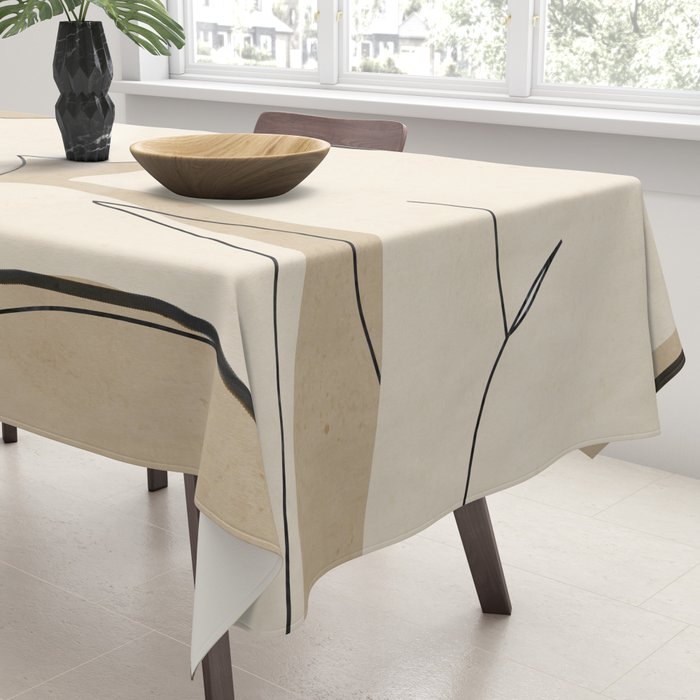 Abstract Line Art Nude Beige Tablecloth Gallery Image 3