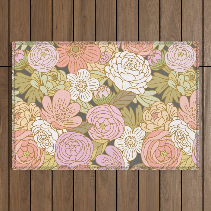 Boho Blooms | Pastel Fall Colors Outdoor Rug Gallery Image 1