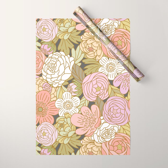 Boho Blooms | Pastel Fall Colors Wrapping Paper Gallery Image 1