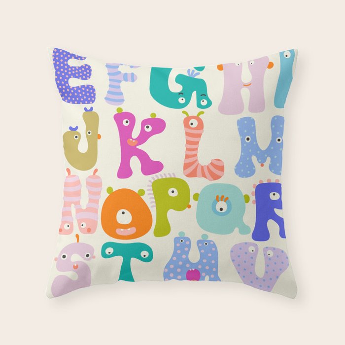 Little Creatures Alphabet Throw Pillow Gallery Image 6